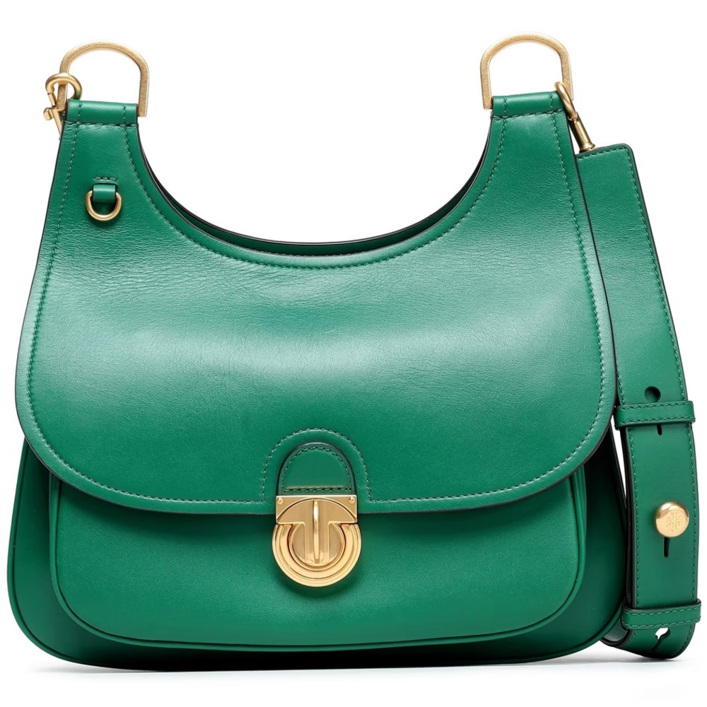 Green Leather Saddle Shoulder Bag